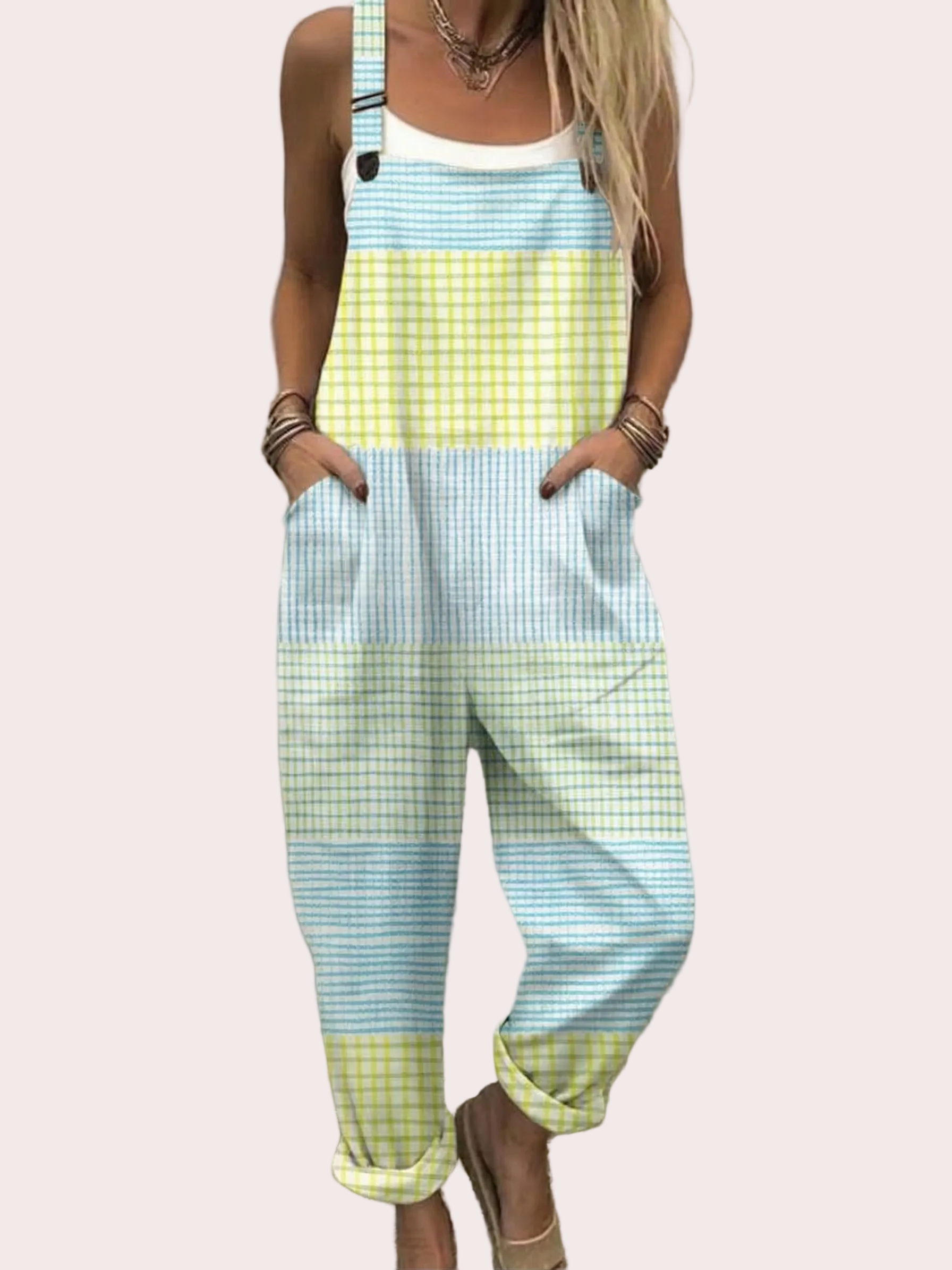 Fleur | Pastel Checkered Jumpsuit